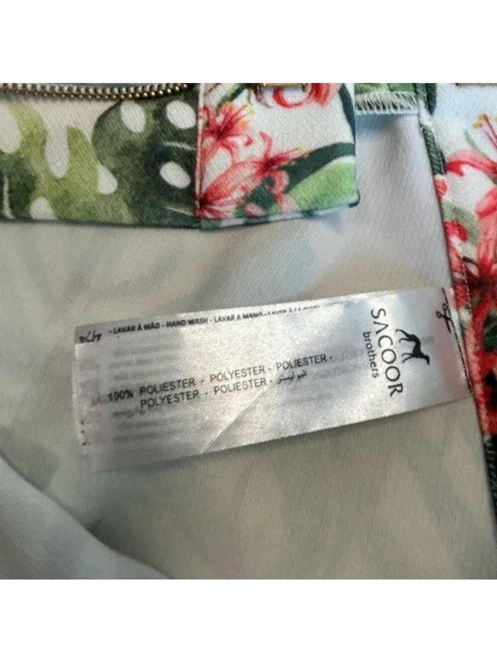 Sacoor Brothers pink green floral flower tropical ankle pants Sz 38 NWT - Picture 6 of 12